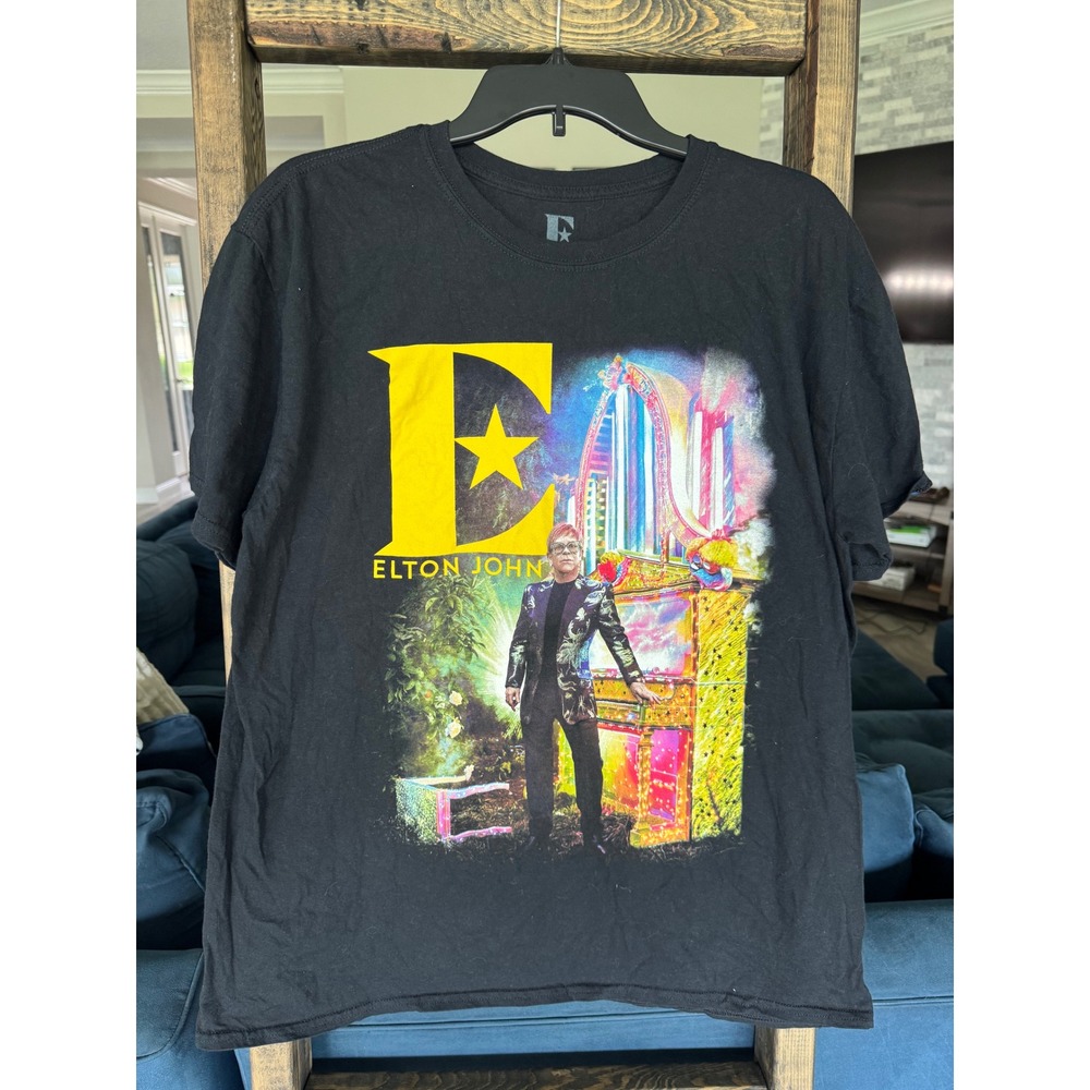 Elton John Farewell Yellow Brick Road 2018 Tour T-Shirt Black XL Concert Graphic